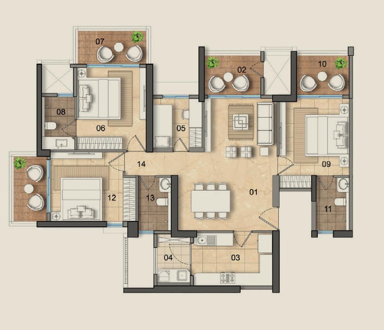 3.5 BHK Floor Plan
